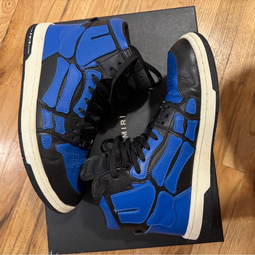 AMIRI Black and Blue High-Top Sneakers